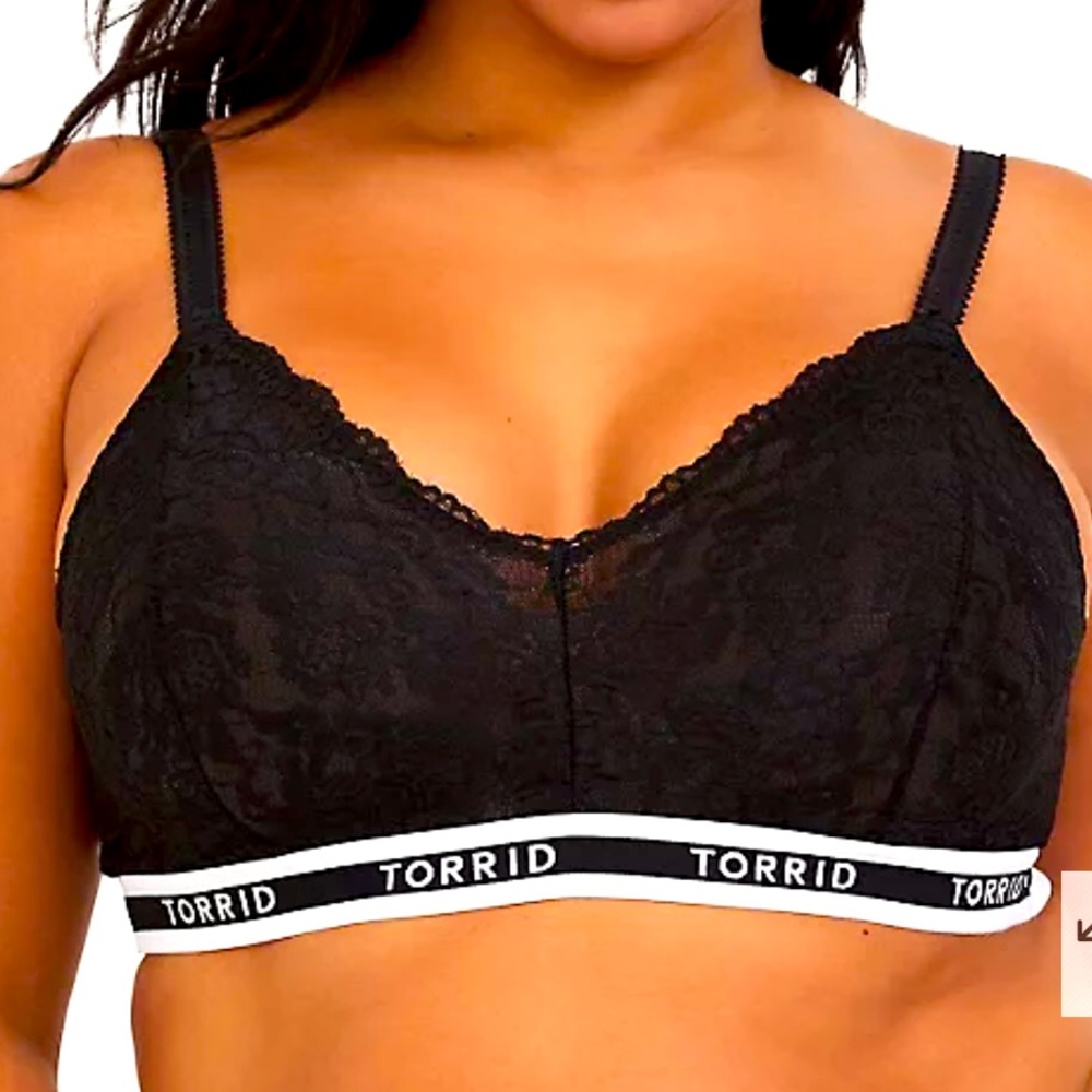 Torrid Curve Logo Black Lace Sexy Bralette Size 3X Plus Size